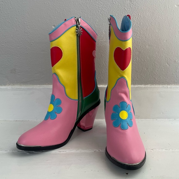 Dolls Kill Shoes - dELiA*s by Dolls Kill Colorblock Flower Power Cowboy Boots